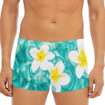 White And Yellow Plumeria In Water Print Men's Short Boxer Briefs