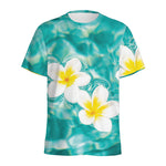 White And Yellow Plumeria In Water Print Men's Sports T-Shirt