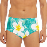 White And Yellow Plumeria In Water Print Men's Triangle Swim Briefs