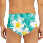 White And Yellow Plumeria In Water Print Men's Triangle Swim Briefs