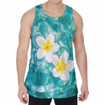 White And Yellow Plumeria In Water Print Men's Velvet Tank Top
