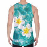 White And Yellow Plumeria In Water Print Men's Velvet Tank Top