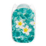 White And Yellow Plumeria In Water Print Mesh Laundry Hamper