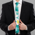 White And Yellow Plumeria In Water Print Necktie