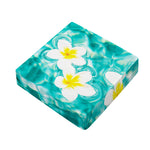 White And Yellow Plumeria In Water Print Outdoor Seat Cushion Cover