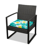 White And Yellow Plumeria In Water Print Outdoor Seat Cushion Cover