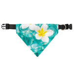White And Yellow Plumeria In Water Print Over The Collar Dog Bandana