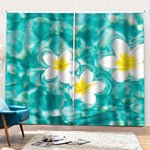 White And Yellow Plumeria In Water Print Pencil Pleat Curtains