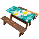 White And Yellow Plumeria In Water Print Picnic Table Cover