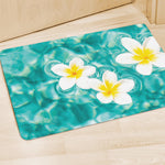 White And Yellow Plumeria In Water Print Polyester Doormat
