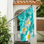 White And Yellow Plumeria In Water Print Polyester Flag