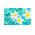 White And Yellow Plumeria In Water Print Polyester Flag