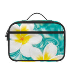 White And Yellow Plumeria In Water Print Portable Lunch Bag