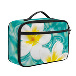 White And Yellow Plumeria In Water Print Portable Lunch Bag