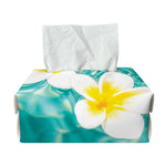 White And Yellow Plumeria In Water Print Rectangle Tissue Box Cover