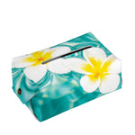 White And Yellow Plumeria In Water Print Rectangle Tissue Box Cover