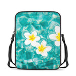 White And Yellow Plumeria In Water Print Rectangular Crossbody Bag