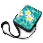 White And Yellow Plumeria In Water Print Rectangular Crossbody Bag