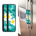 White And Yellow Plumeria In Water Print Refrigerator Handle Covers
