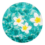 White And Yellow Plumeria In Water Print Round Blanket