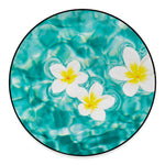 White And Yellow Plumeria In Water Print Round Floor Mat