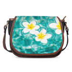 White And Yellow Plumeria In Water Print Saddle Bag