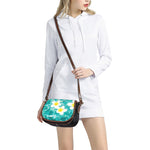 White And Yellow Plumeria In Water Print Saddle Bag