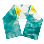 White And Yellow Plumeria In Water Print Scarf