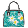 White And Yellow Plumeria In Water Print Shoulder Handbag