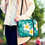 White And Yellow Plumeria In Water Print Shoulder Strap Bible Bag