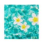 White And Yellow Plumeria In Water Print Silk Bandana