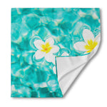 White And Yellow Plumeria In Water Print Silk Bandana