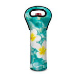 White And Yellow Plumeria In Water Print Single Neoprene Wine Tote