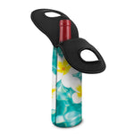 White And Yellow Plumeria In Water Print Single Neoprene Wine Tote