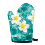 White And Yellow Plumeria In Water Print Single Oven Mitt