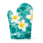 White And Yellow Plumeria In Water Print Single Oven Mitt