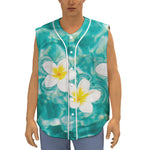 White And Yellow Plumeria In Water Print Sleeveless Baseball Jersey