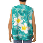 White And Yellow Plumeria In Water Print Sleeveless Baseball Jersey