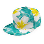 White And Yellow Plumeria In Water Print Snapback Cap
