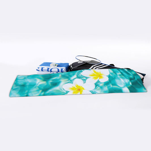 White And Yellow Plumeria In Water Print Sports Towel