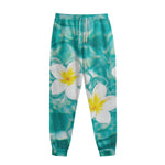 White And Yellow Plumeria In Water Print Sweatpants