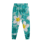 White And Yellow Plumeria In Water Print Sweatpants