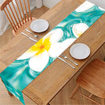 White And Yellow Plumeria In Water Print Table Runner