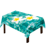 White And Yellow Plumeria In Water Print Tablecloth