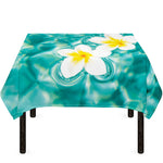 White And Yellow Plumeria In Water Print Tablecloth