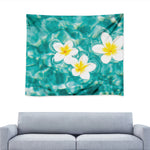 White And Yellow Plumeria In Water Print Tapestry