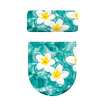 White And Yellow Plumeria In Water Print Toilet Lid And Tank Cover Set