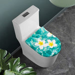 White And Yellow Plumeria In Water Print Toilet Lid Cover