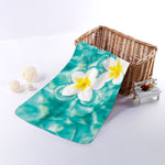 White And Yellow Plumeria In Water Print Towel