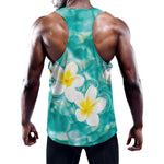 White And Yellow Plumeria In Water Print Training Tank Top